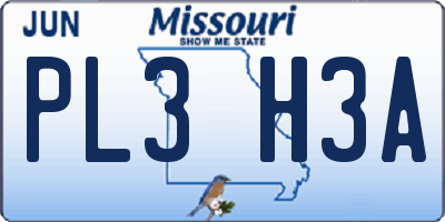 MO license plate PL3H3A