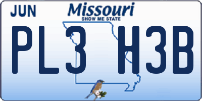 MO license plate PL3H3B