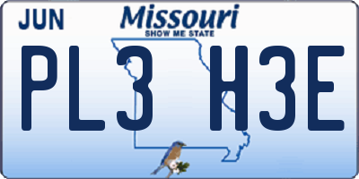 MO license plate PL3H3E
