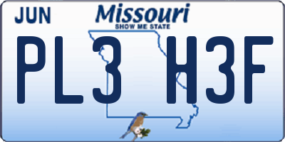 MO license plate PL3H3F