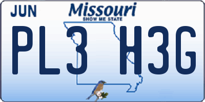 MO license plate PL3H3G