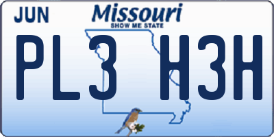 MO license plate PL3H3H