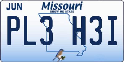 MO license plate PL3H3I