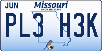 MO license plate PL3H3K