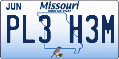 MO license plate PL3H3M