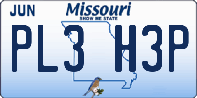 MO license plate PL3H3P