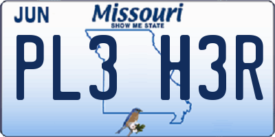 MO license plate PL3H3R