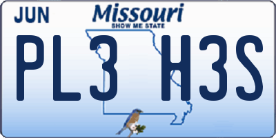 MO license plate PL3H3S