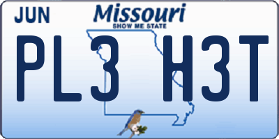 MO license plate PL3H3T