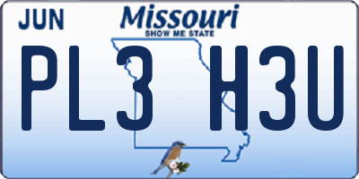MO license plate PL3H3U