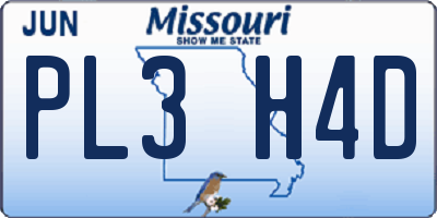 MO license plate PL3H4D