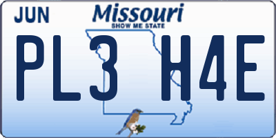 MO license plate PL3H4E