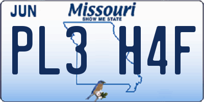 MO license plate PL3H4F