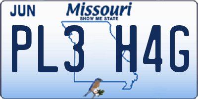 MO license plate PL3H4G