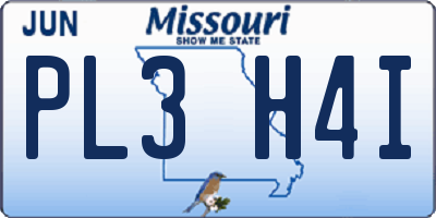 MO license plate PL3H4I