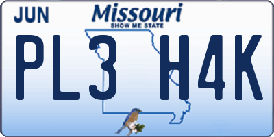 MO license plate PL3H4K