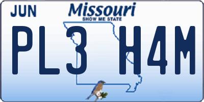 MO license plate PL3H4M