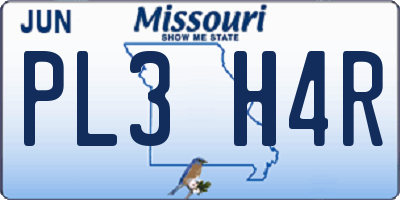 MO license plate PL3H4R