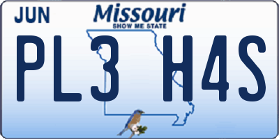 MO license plate PL3H4S