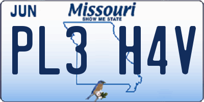 MO license plate PL3H4V