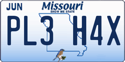 MO license plate PL3H4X