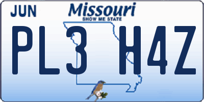 MO license plate PL3H4Z