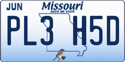 MO license plate PL3H5D