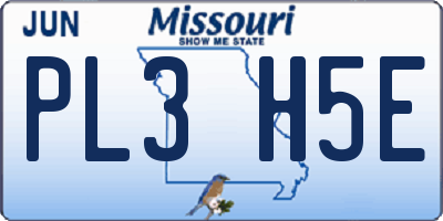 MO license plate PL3H5E
