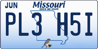 MO license plate PL3H5I