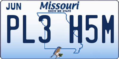 MO license plate PL3H5M