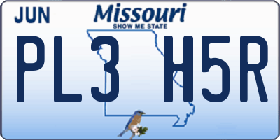 MO license plate PL3H5R