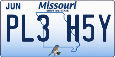 MO license plate PL3H5Y