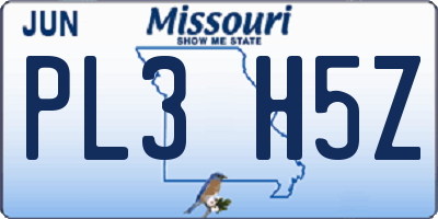 MO license plate PL3H5Z