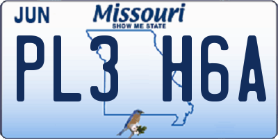 MO license plate PL3H6A