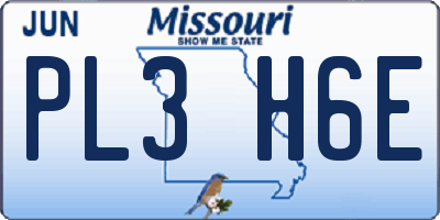 MO license plate PL3H6E