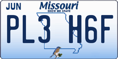MO license plate PL3H6F