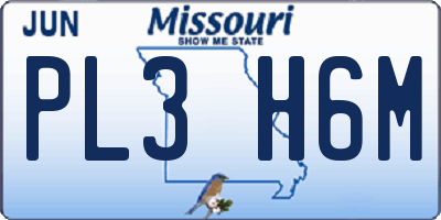 MO license plate PL3H6M