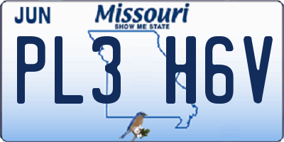 MO license plate PL3H6V