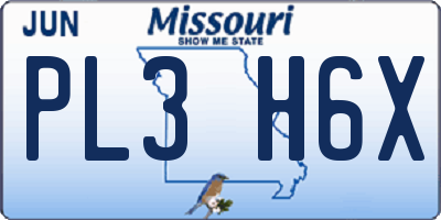 MO license plate PL3H6X