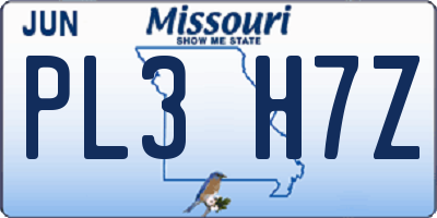 MO license plate PL3H7Z