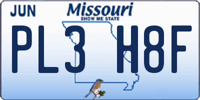 MO license plate PL3H8F