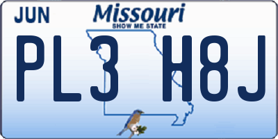 MO license plate PL3H8J
