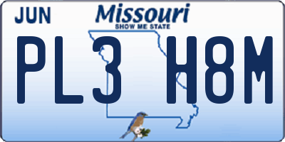 MO license plate PL3H8M