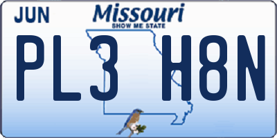MO license plate PL3H8N