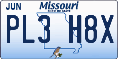 MO license plate PL3H8X