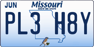 MO license plate PL3H8Y
