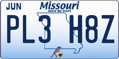 MO license plate PL3H8Z