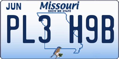 MO license plate PL3H9B