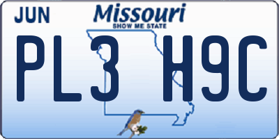 MO license plate PL3H9C