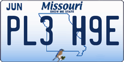 MO license plate PL3H9E
